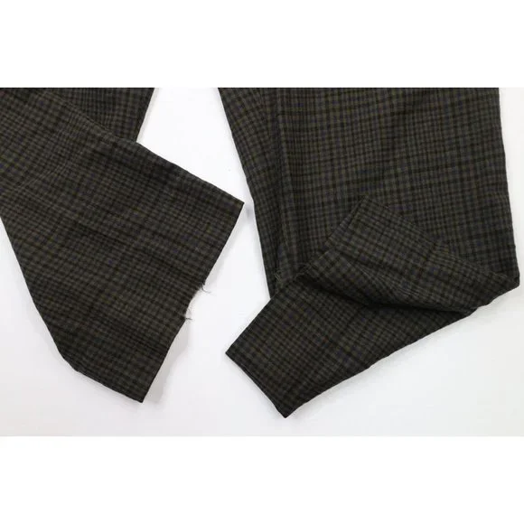 Vintage 30s Mens Size 32x28 Distressed Wool Wide Leg Pants Trousers Plaid USA